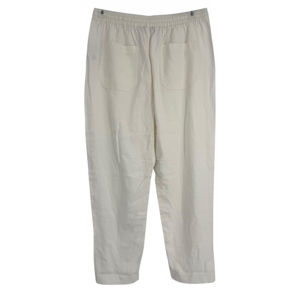 J. Crew Straight Leg Seaside Pants Linen Elastic Waist White UnLined Size Medium - Picture 4 of 12